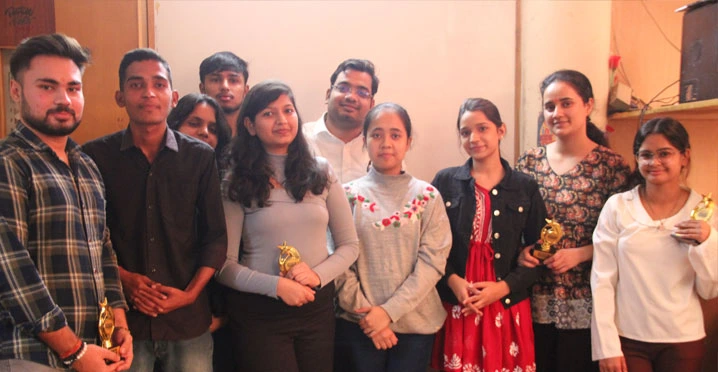 Students enjoying after receving awards